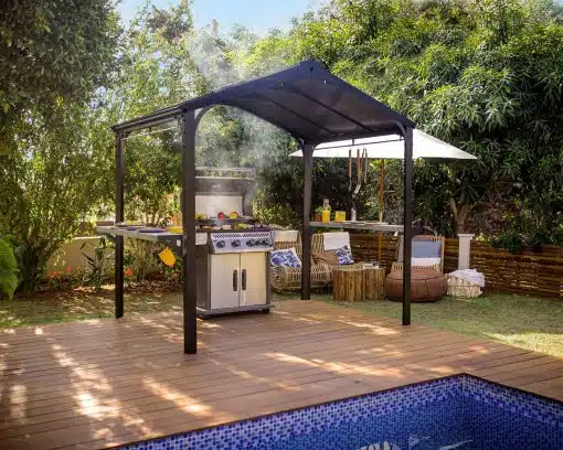 Austin BBQ Gazebo 6x8 1.8x2.4m Black Palram-Canopia Garden Gazebos