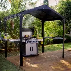 Austin BBQ Gazebo 6x8 1.8x2.4m Black Palram-Canopia Garden Gazebos